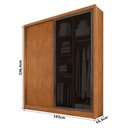Ver imagem 2 de Guarda Roupa Casal Toledo 2 Portas 1 com Vidro Reflecta 3 Gavetas Cinamomo - Novo Horizonte