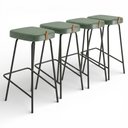 Ver imagem 1 de Kit 04 Banquetas Altas Cozinha e Área Gourmet Vik Estofada Couríssimo Verde - Abmaza