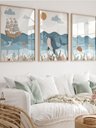 Ver imagem 1 de Kit 3 Quadros Decorativos Infantil Animais Fundo Oceano No5