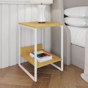 Ver imagem 1 de Mesa Cabeceira Industrial Lateral de Cama Canela Tókio Base Ferro Branco