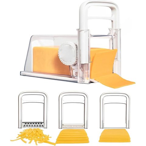 Cortador Fatiador Ralador Queijo Presunto Manual 4 em 1 Lamina Inox Cozinha Preparo Comida Alimentos