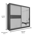 Ver imagem 2 de Guarda Roupa Mdf Ripado Titanium 2 Portas Espelho Branco