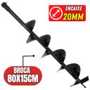 Ver imagem 2 de Broca de Espiral Simples Helicoidal 80x15cm Para Perfurador de Solo Com Encaixe 20mm