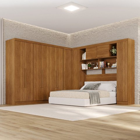 Guarda-Roupa de Canto Modulado 11 Portas 2 Gavetas Brasil Marrom/Cinamomo