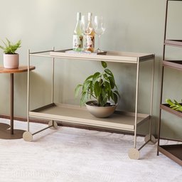 Carrinho de Bar em Aço 90cm com 2 Prateleiras Wire - 1