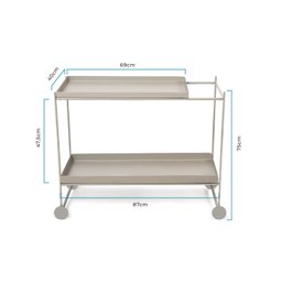 Carrinho de Bar em Aço 90cm com 2 Prateleiras Wire - 2