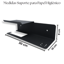 Ver imagem 3 de Suporte para Papel Higiênico Porta Celular Aromatizador + Prateleira Multiuso 60cm Preto