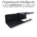 Ver imagem 5 de Suporte para Papel Higiênico Porta Celular Aromatizador + Prateleira Multiuso 60cm Preto