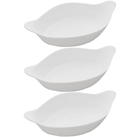 Kit 3 Assadeiras Travessas Grandes de Vidro Temperado 1,4l Opaline Marinex Branca