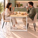Ver imagem 4 de Mesa de Jantar Reforçada Industrial 70x60cm Tampo Bege Pés Branco