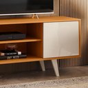 Ver imagem 5 de Rack Tv 50 Pol 136cm Bancada para Sala Korelli M20 - D'Rossi Cor Cinamomo e Off White