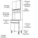 Ver imagem 2 de Paneleiro 4 Portas com 1 Gaveta e Nicho Adriana Amêndoa/branco