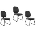 Ver imagem 1 de Kit 3 Cadeiras Escritório Interlocutor Fixa Estofada Anatômica Base Sky Preto