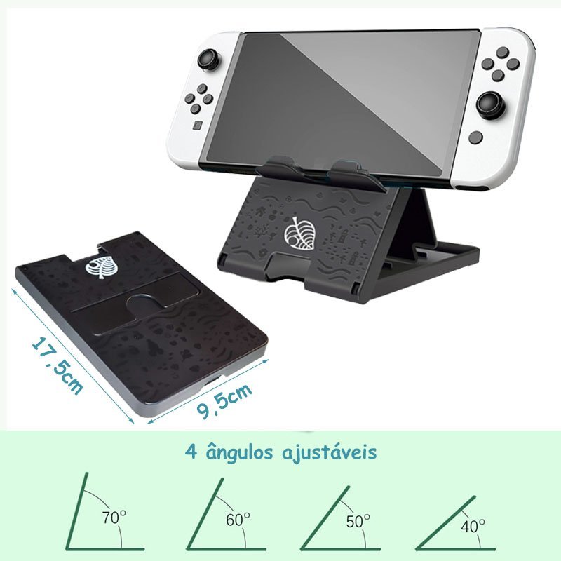 Case Nintendo Switch Oled + Suporte + 4 Grips + 2 Películas - 3