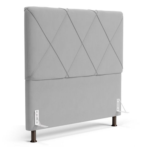 Cabeceira Cama Box Casal King Size Mel 195cm com Frame Veludo Cinza Claro - Abmaza