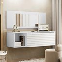 Ver imagem 2 de Penteadeira para Maquiagem Jolly com Bancada Suspensa 01 Gaveta e Espelho Branco - Desk Design
