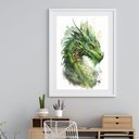 Ver imagem 1 de Quadro Decorativo Dragão Verde - 60x48cm:madeira Preta