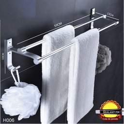 Suporte Porta Toalha Toalheiro Banho Duplo Toalheiro Parede 60cm - 5
