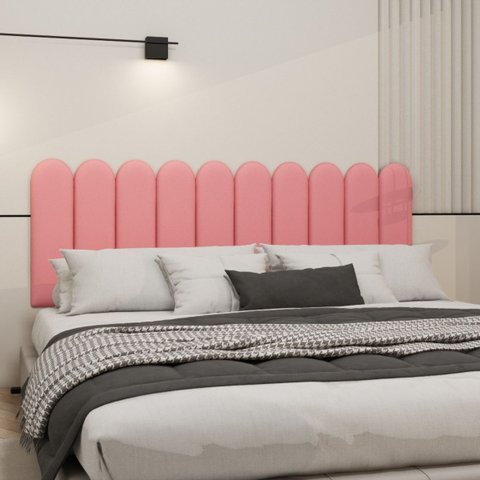 Cabeceira King Size Design Nuvem 45cm 10 Placas em Suede:goiaba
