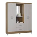 Ver imagem 1 de Guarda Roupa Solteiro Cordoba 4 Portas Castanho Off White – Poquema
