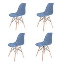 Ver imagem 1 de Kit 4 Cadeiras Eames Azul Aço em Polipropileno com Base Wood para Cozinha e Home Office