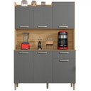 Ver imagem 2 de Armário de Cozinha com Balcão Cler 6 Portas 1 Gaveta Freijó/gris - Pnr Móveis