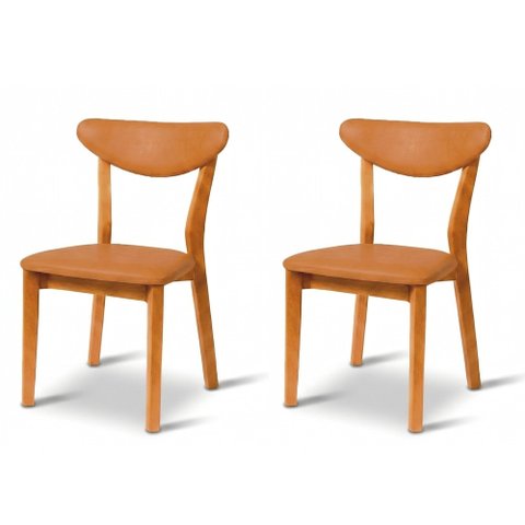 Kit 2 Cadeiras Madeira Maciça Floripa Estofada Premium Ergonomica Confortável Mel Courino Caramelo