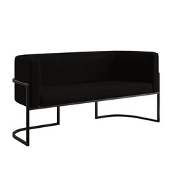 Sofá Namoradeira 2 Lugares Moderna Base Metal Black – Balaqui Cor:preto - 1