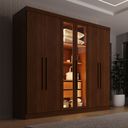 Ver imagem 3 de Guarda-Roupa Casal Reflecta com LED 06 Portas 02 Gavetas França Marrom/Cinamomo
