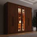Ver imagem 3 de Guarda-Roupa Casal Reflecta com LED 06 Portas 02 Gavetas França Marrom/Cinamomo