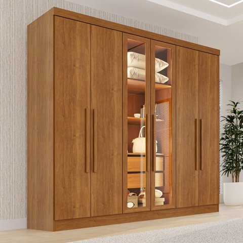 Guarda-roupa Casal Reflecta com Led 06 Portas 02 Gavetas França