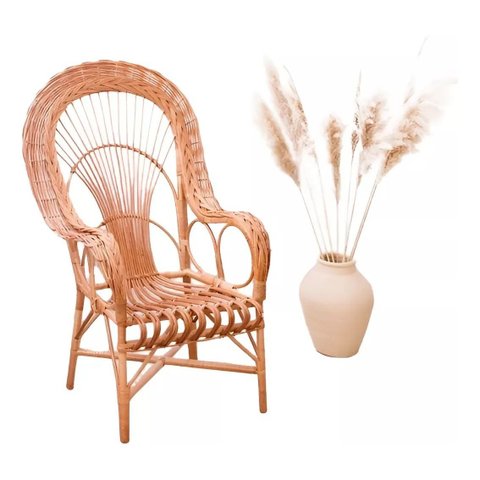 Cadeira Pavão Vime sem Almofada Verniz Natural