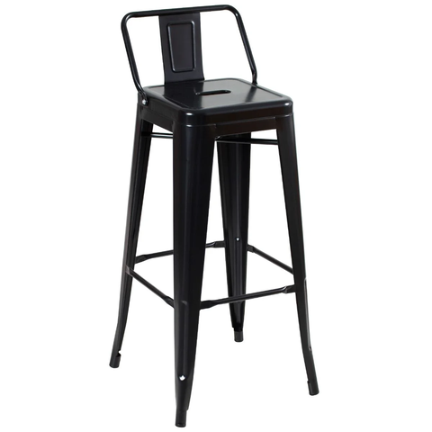 Banqueta Alta Iron Tolix com Encosto - Preto