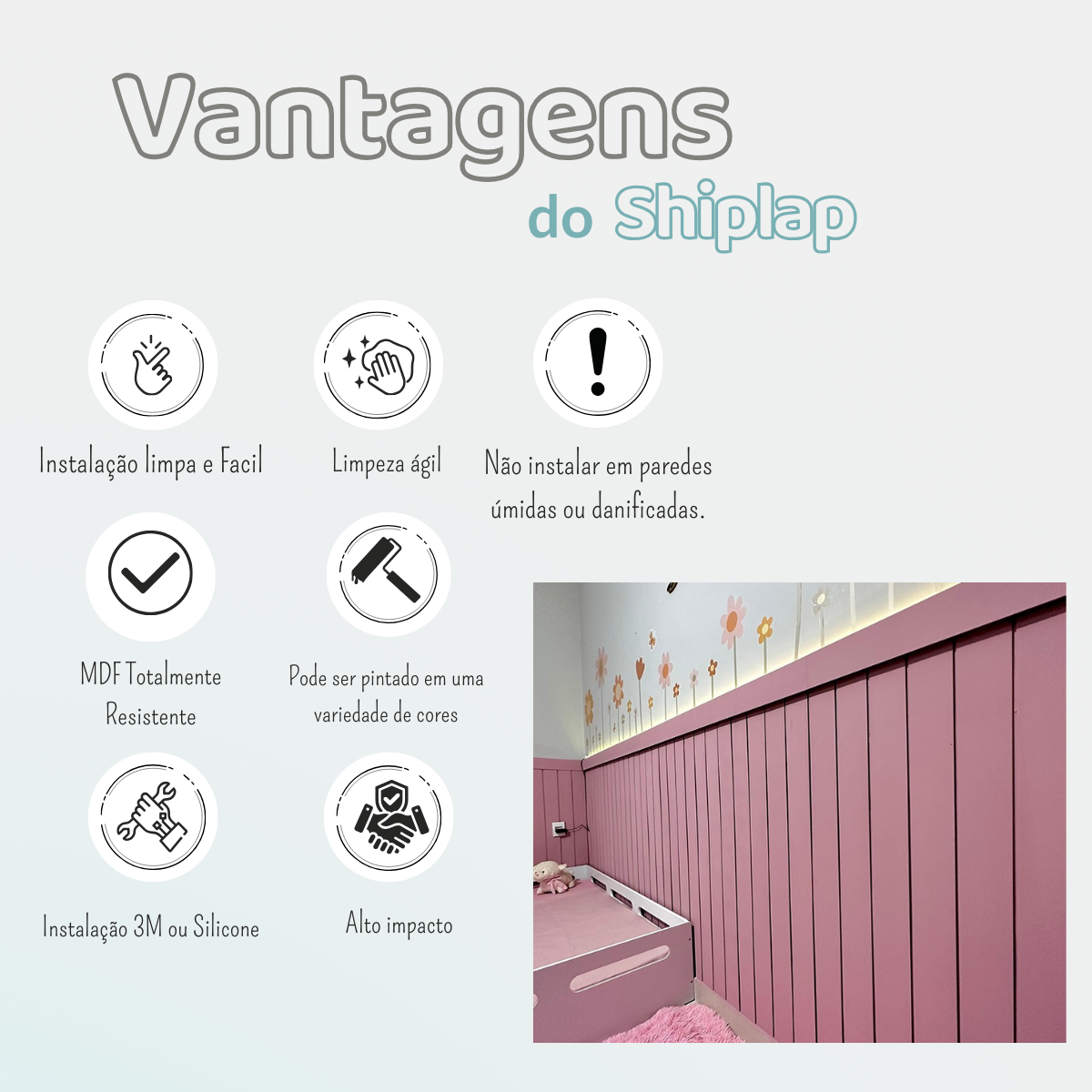 Kit 16 Ripas Shiplap Mdf Madeira Lambri Parede Revestimento - 3