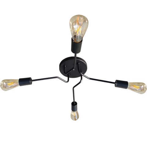 Luminaria Sputnik Aquarius 4 Braços Sala Quarto Preto/preto