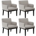 Ver imagem 1 de Kit 04 Poltronas Decorativas Sala de Estar Base Preto Beatriz W01 Linho Bege - Lyam Decor