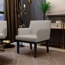 Ver imagem 2 de Kit 04 Poltronas Decorativas Sala de Estar Base Preto Beatriz W01 Linho Bege - Lyam Decor