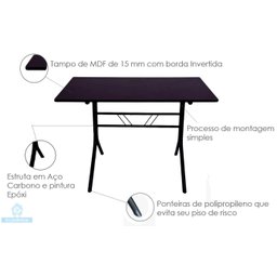 Jogo de Moema 120x70 Preta com 4 Cadeiras Rattan Preta - 3