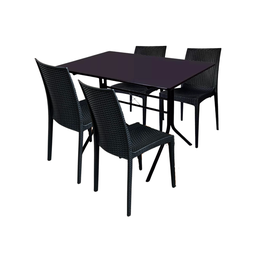 Jogo de Moema 120x70 Preta com 4 Cadeiras Rattan Preta - 2