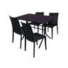 Jogo de Moema 120x70 Preta com 4 Cadeiras Rattan Preta - 2