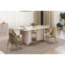 Ver imagem 1 de Conjunto: Mesa Sala Jantar Liz C/ Tampo Madeirado C/ Vidro Curvo 180x100cm e 6 Cadeiras Vitta Off
