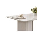 Ver mais imagens de Conjunto: Mesa Sala Jantar Liz C/ Tampo Madeirado C/ Vidro Curvo 180x100cm e 6 Cadeiras Vitta Off