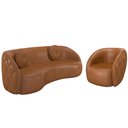 Ver imagem 1 de Sofá Decorativo 3 Lugares 240cm com Almofadas e Poltrona Zion M22 Sintético Caramelo - Mpozenato