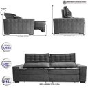 Ver imagem 2 de Sofá Retrátil e Reclinável 2,15m Cama inBox Big Star com SoftGel D40 Velupluma Cinza