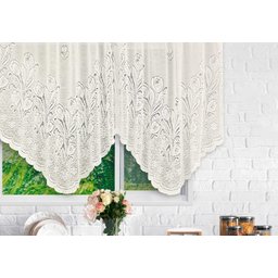 Cortina Bando Renda Cascata Cozinha Tulipa Bege 2,65x1,00 - 4