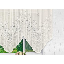 Cortina Bando Renda Cascata Cozinha Tulipa Bege 2,65x1,00 - 6