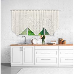 Cortina Bando Renda Cascata Cozinha Tulipa Bege 2,65x1,00 - 2