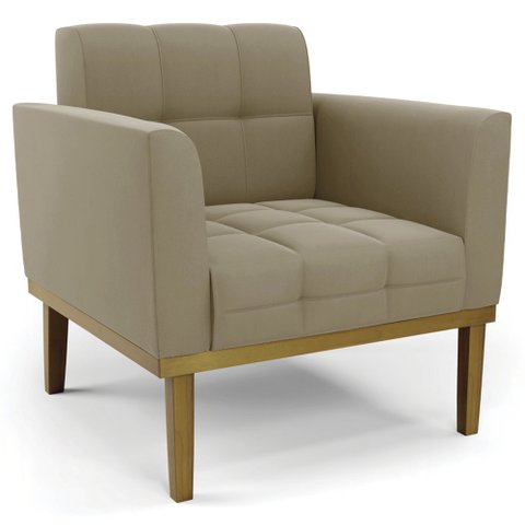 Poltrona Decorativa Base Madeira Castanho Ana Suede Marrom Rt - Ibiza