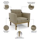 Ver imagem 3 de Poltrona Decorativa Base Madeira Castanho Ana Suede Marrom Rt - Ibiza