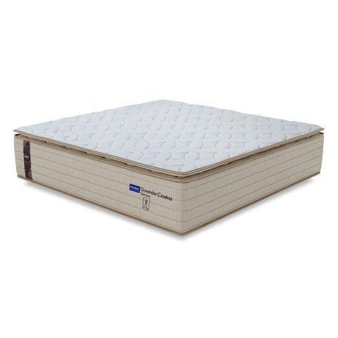 Colchão Queen Probel Molas Ensacadas Pillow Top 158x198x30cm Guarda Costas Genova Branco/bege